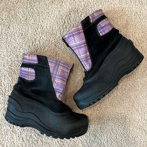 Kids Snow Boots purple plaid cold front Techwear